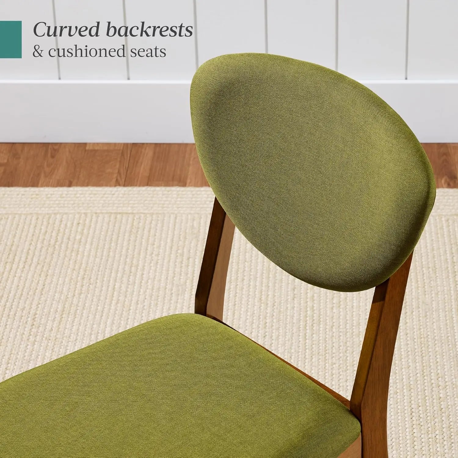 Mid-Century Modern Upholstered Wood Armless Dining Chairs (Set of 2)
