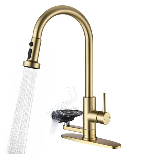 3-in-1 Kitchen Faucet with Press-Type Glass Rinser