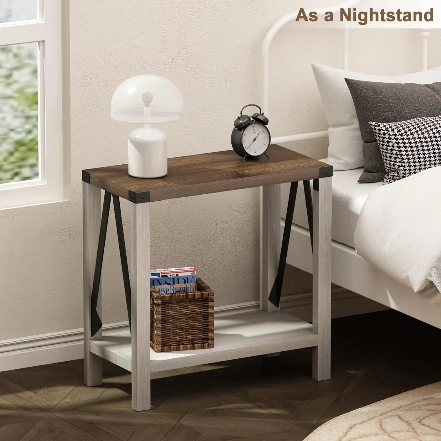Rustic Narrow Side End Tables (Set Of Two)