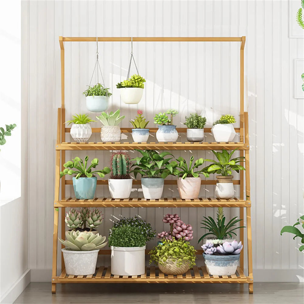 Bamboo Folding Plant Stand