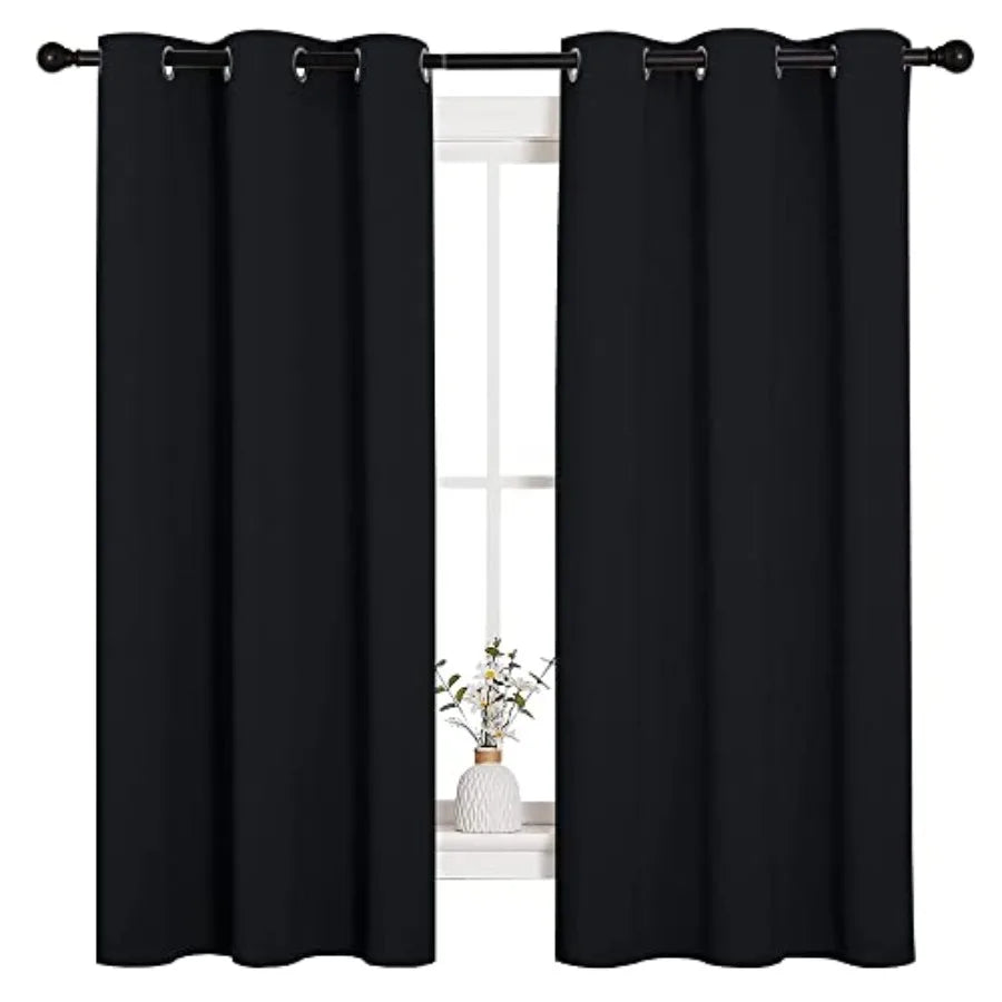 Pitch Black Solid Thermal Insulated Blackout Curtains (2 Panels)