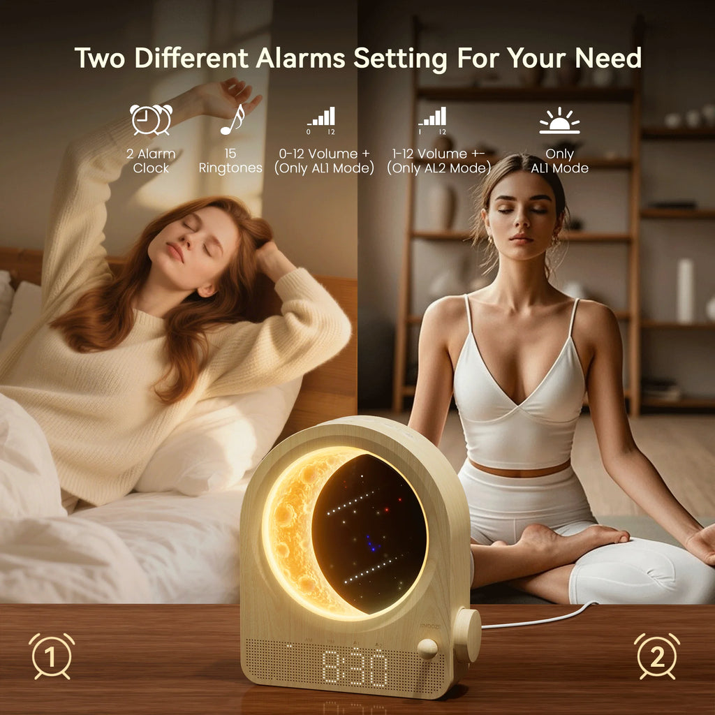 Dimmable Moon Lamp Dual Alarm Clock