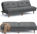 67'' Futon Couch, Modern Futon Sofa Bed with Adjustable Backrest | Convertible Sleeper Sofa Bed, Linen Loveseat Couch wit