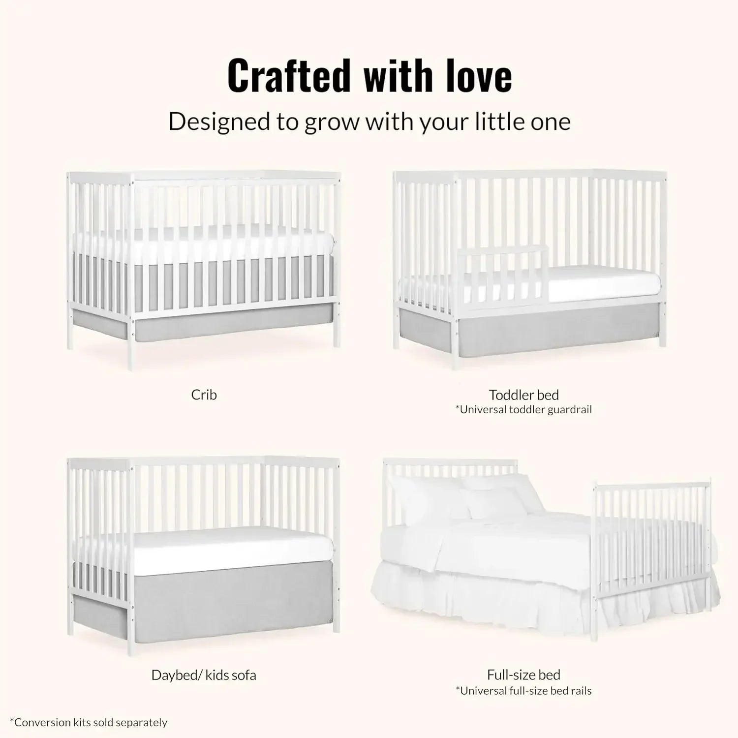 5-in-1 Convertible Full-Size Baby Crib
