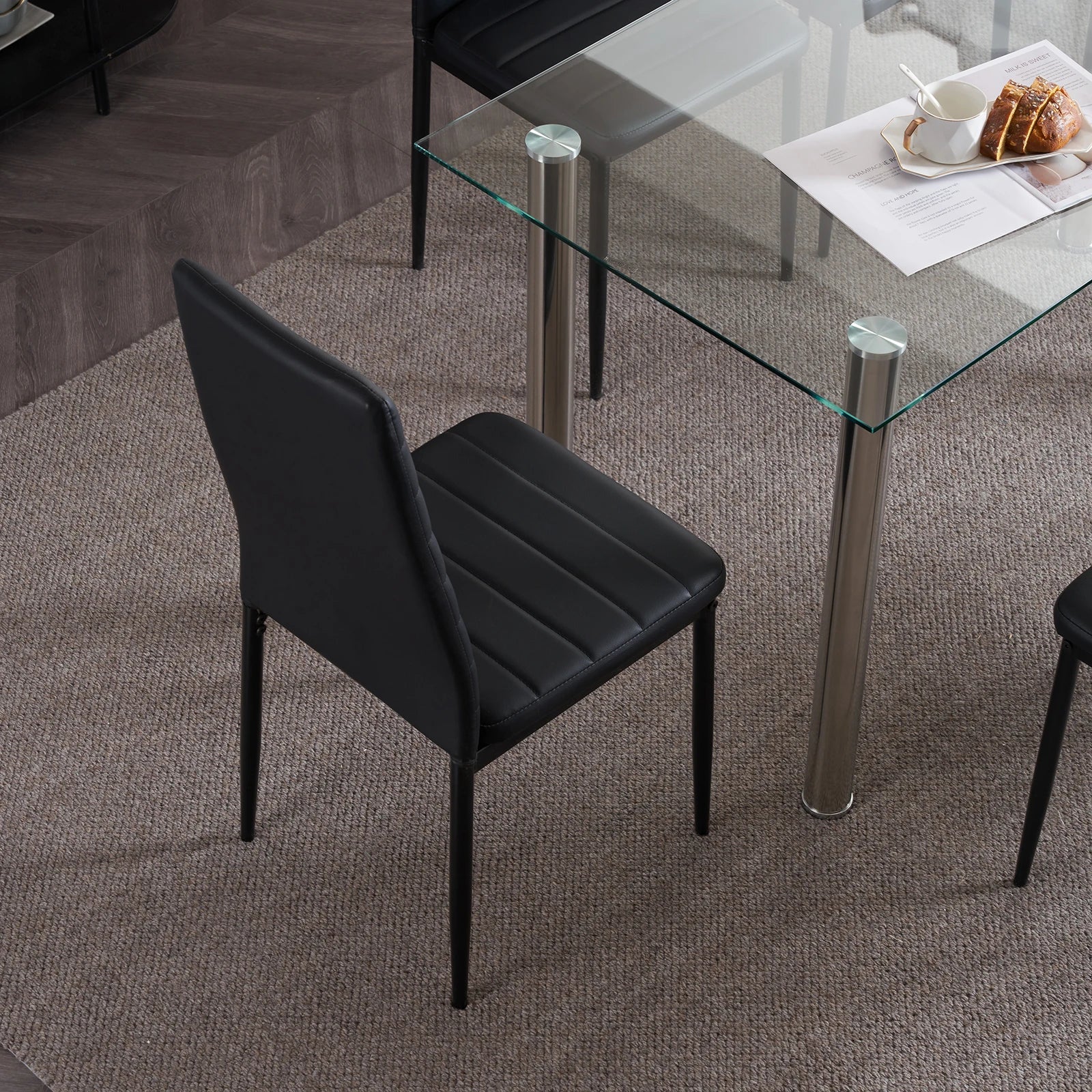 Black High Back Dining Chairs (Set of 4)