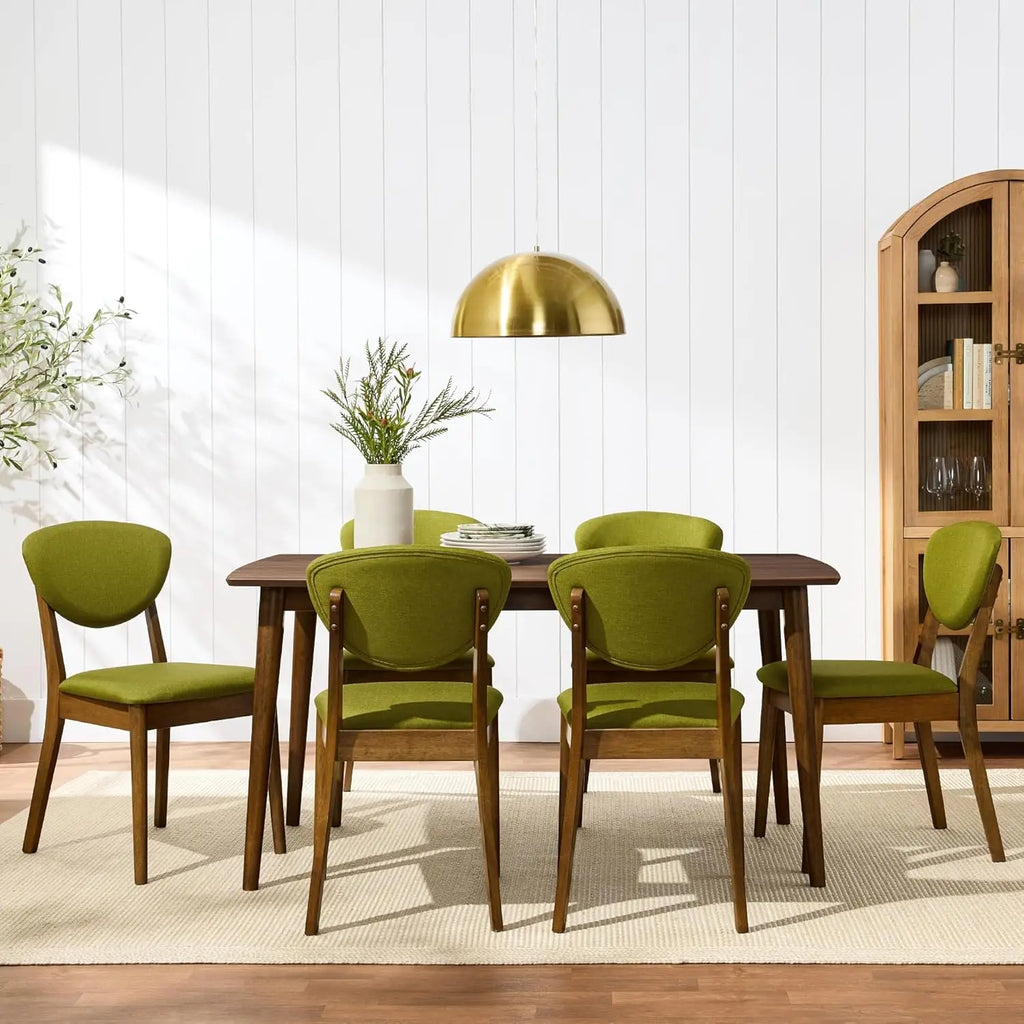 Mid-Century Modern Upholstered Wood Armless Dining Chairs (Set of 2)