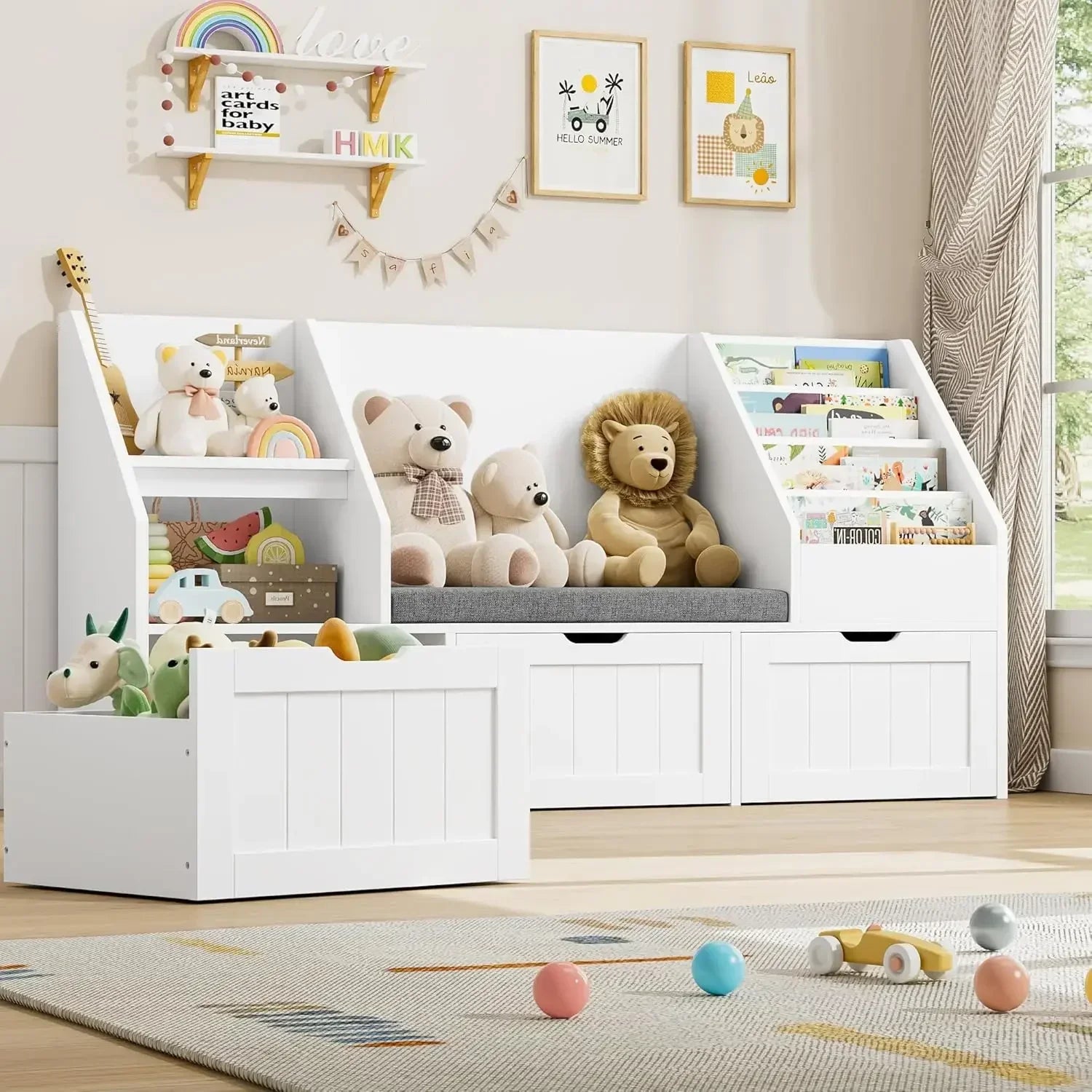 Kids Bookshelf with Reading Nook