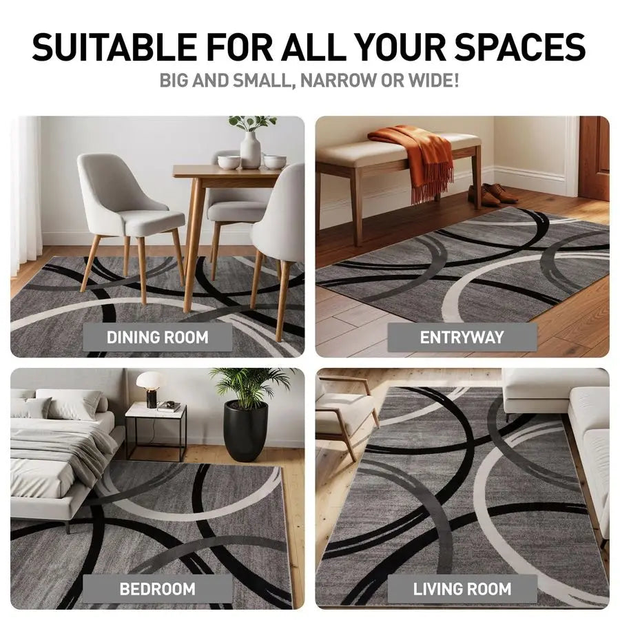 Wavy Circles Design Area Rug