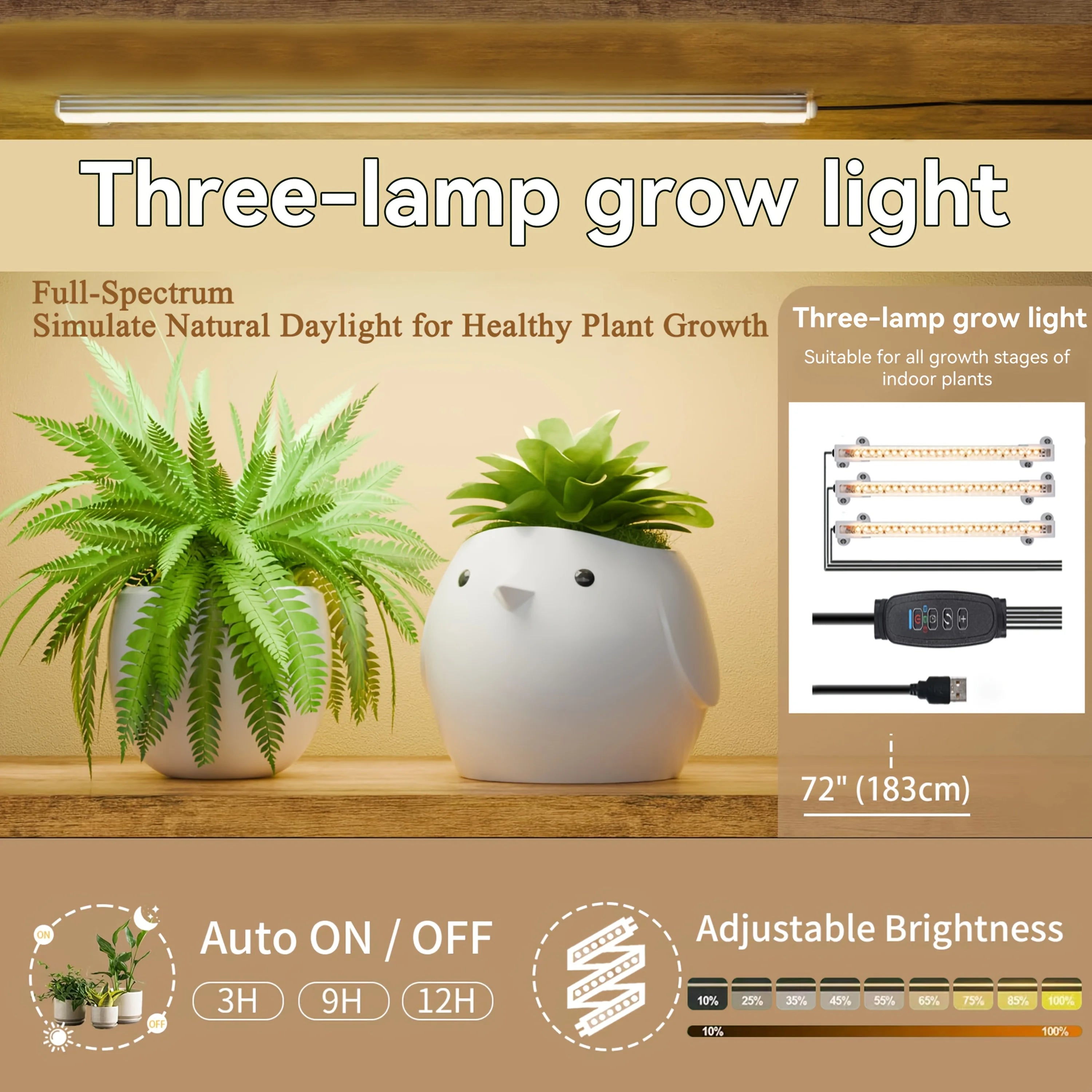 8-Tier S-Shaped Metal Plant Stand with Grow Lights