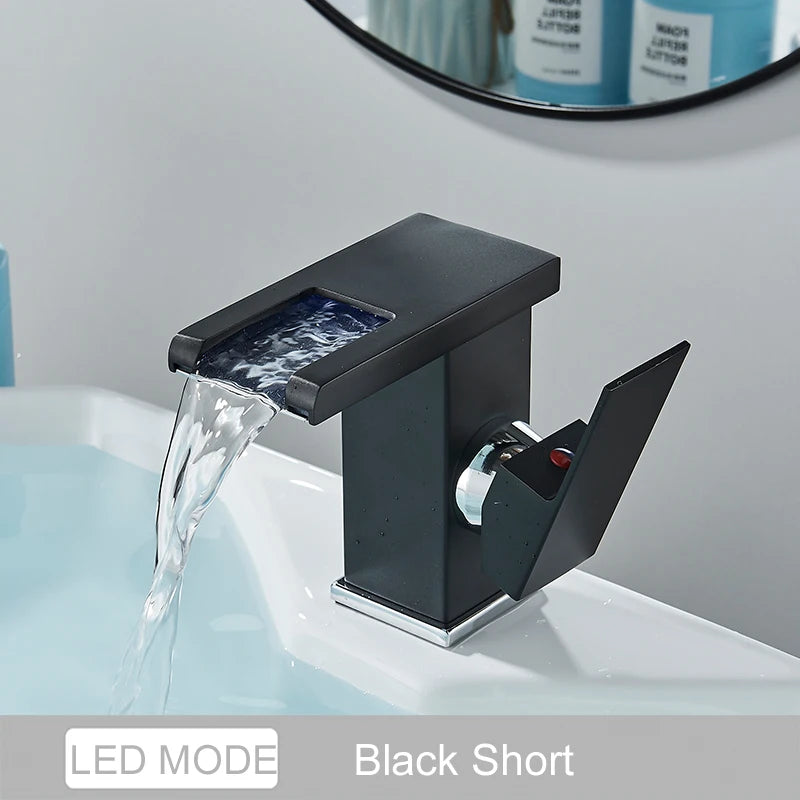 LED Color Changing Waterfall Sink Faucet