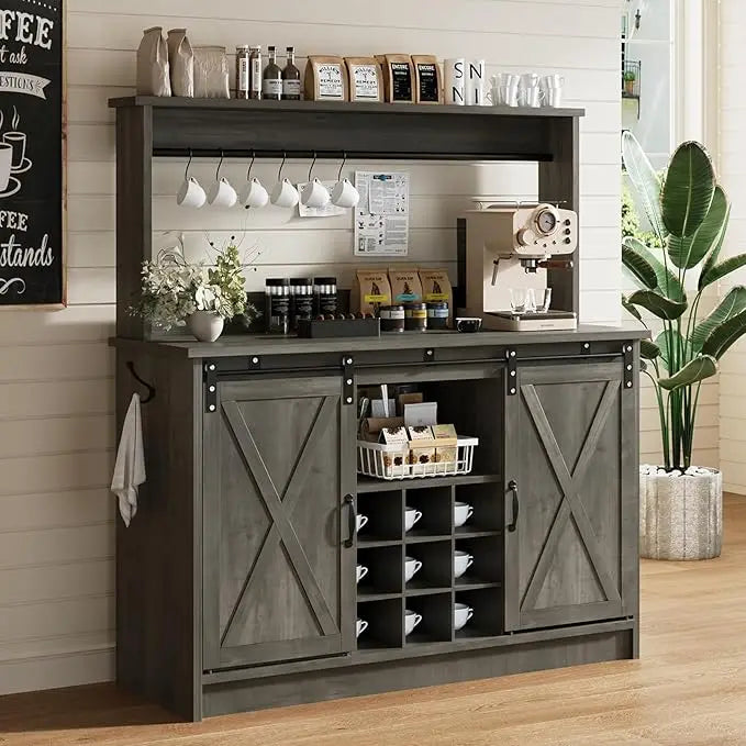 Farmhouse Coffee Bar Cabinet with Storage
