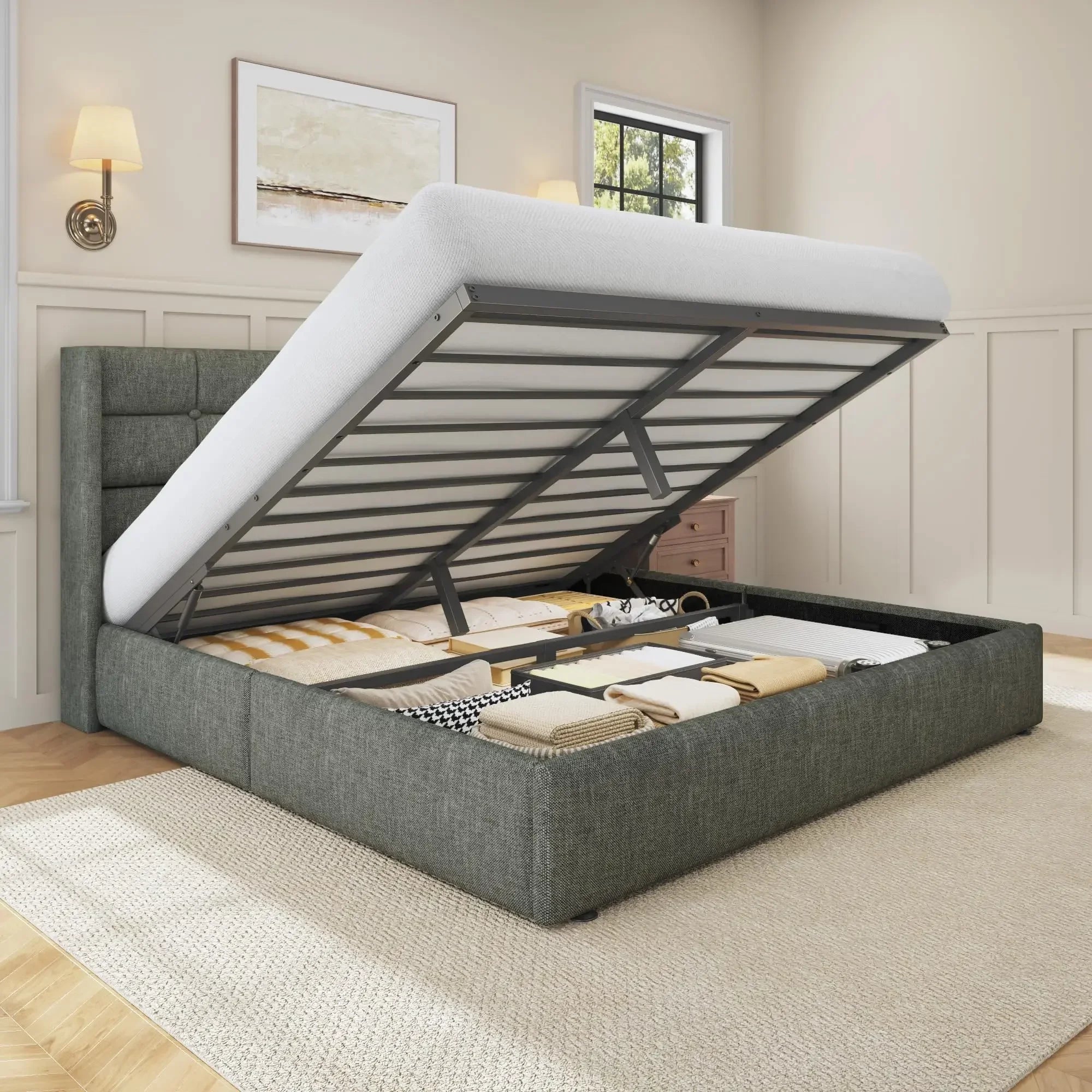 King or Queen Size Lift Up Storage Bed Frame