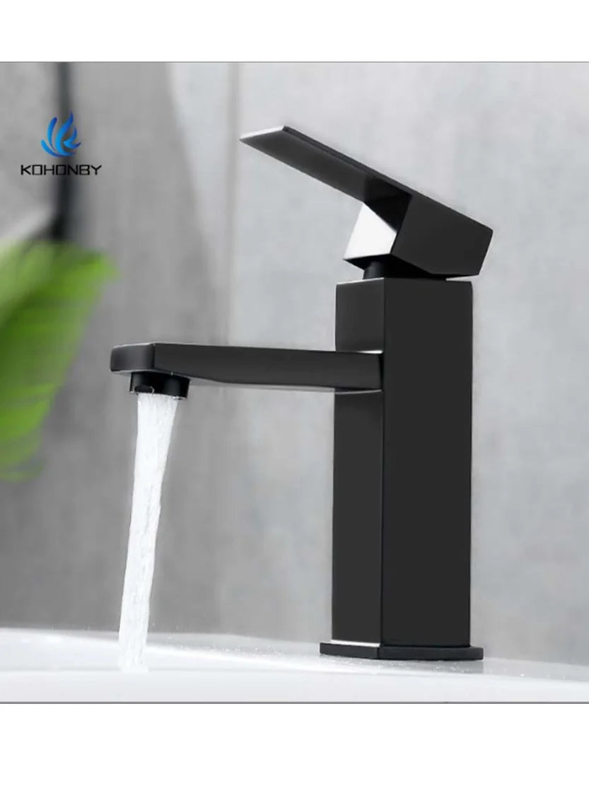 Stainless Steel Square Bathroom Washbasin Faucet