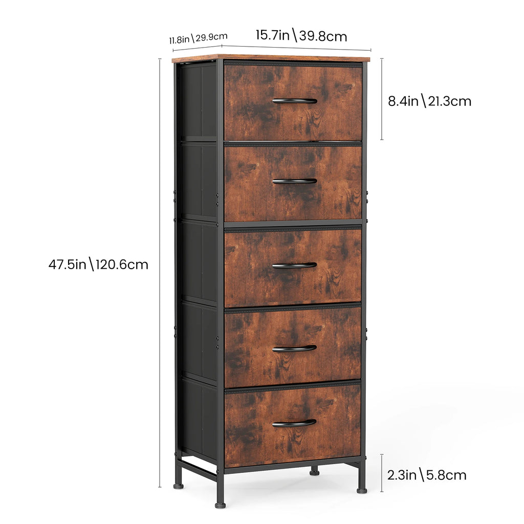 48IN Dresser For Bedroom With 5 Fabric Drawers