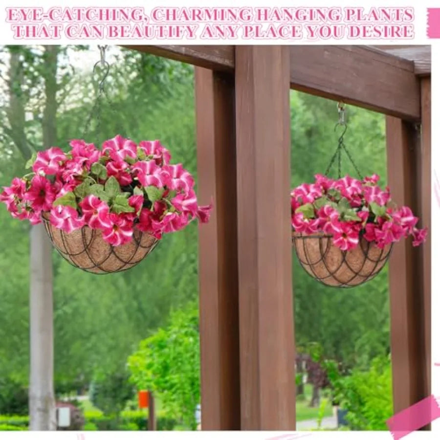 Artificial Hanging Flowers in Basket for Spring Summer - 2 pack