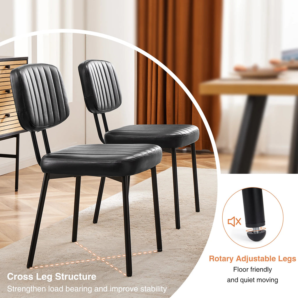 Modern Faux Leather Ergonomic Dining Chairs (Set of 2)