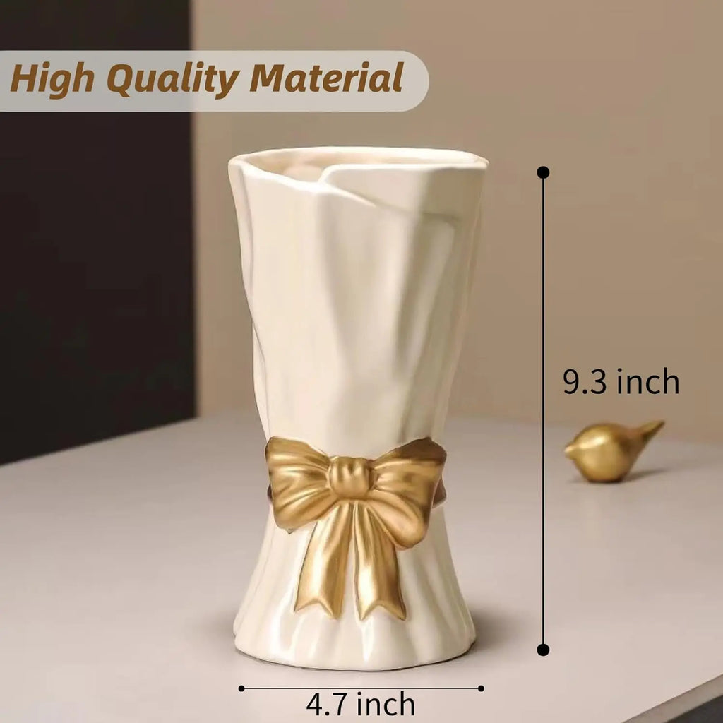 White Bohemian Style Bow vase