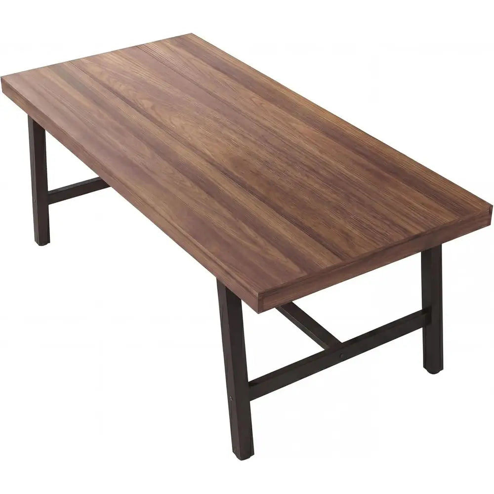 Industrial Kitchen Table with Metal Legs and Wooden Top
