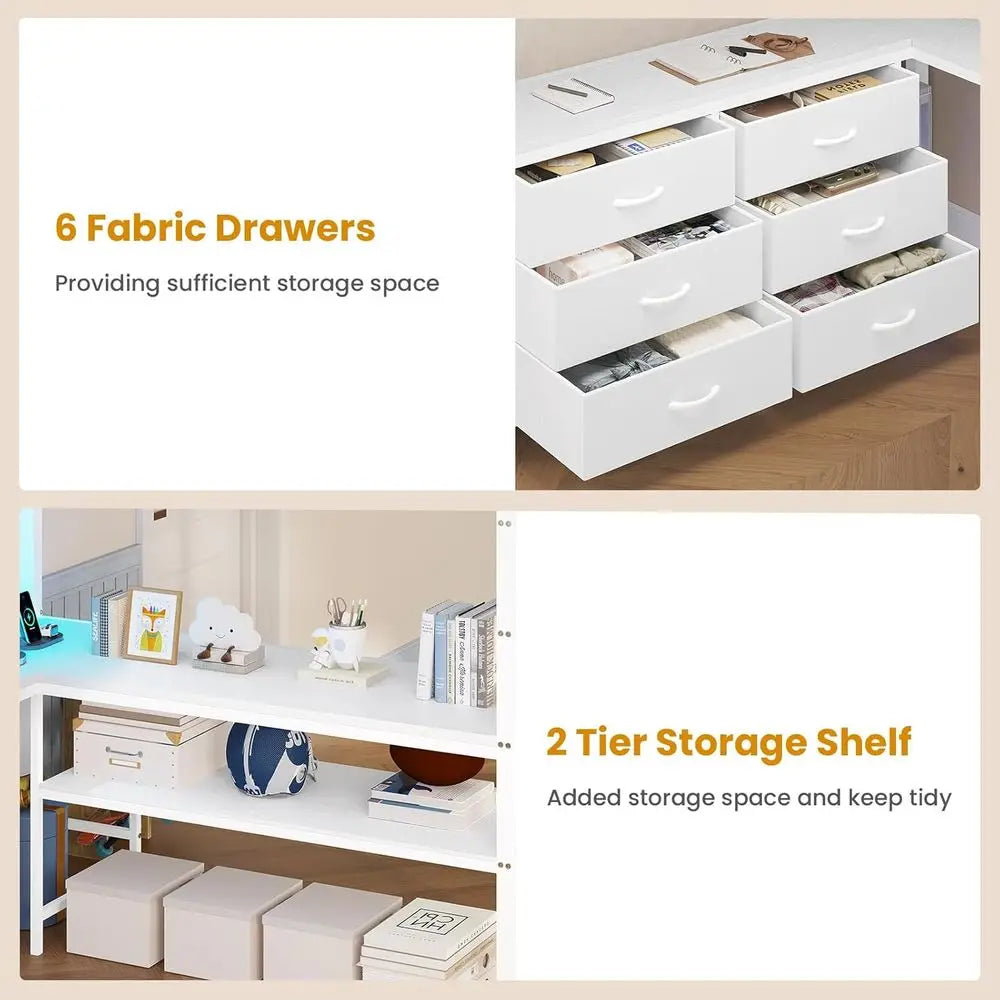 Loft Bed Full Size with U-Shaped Desk