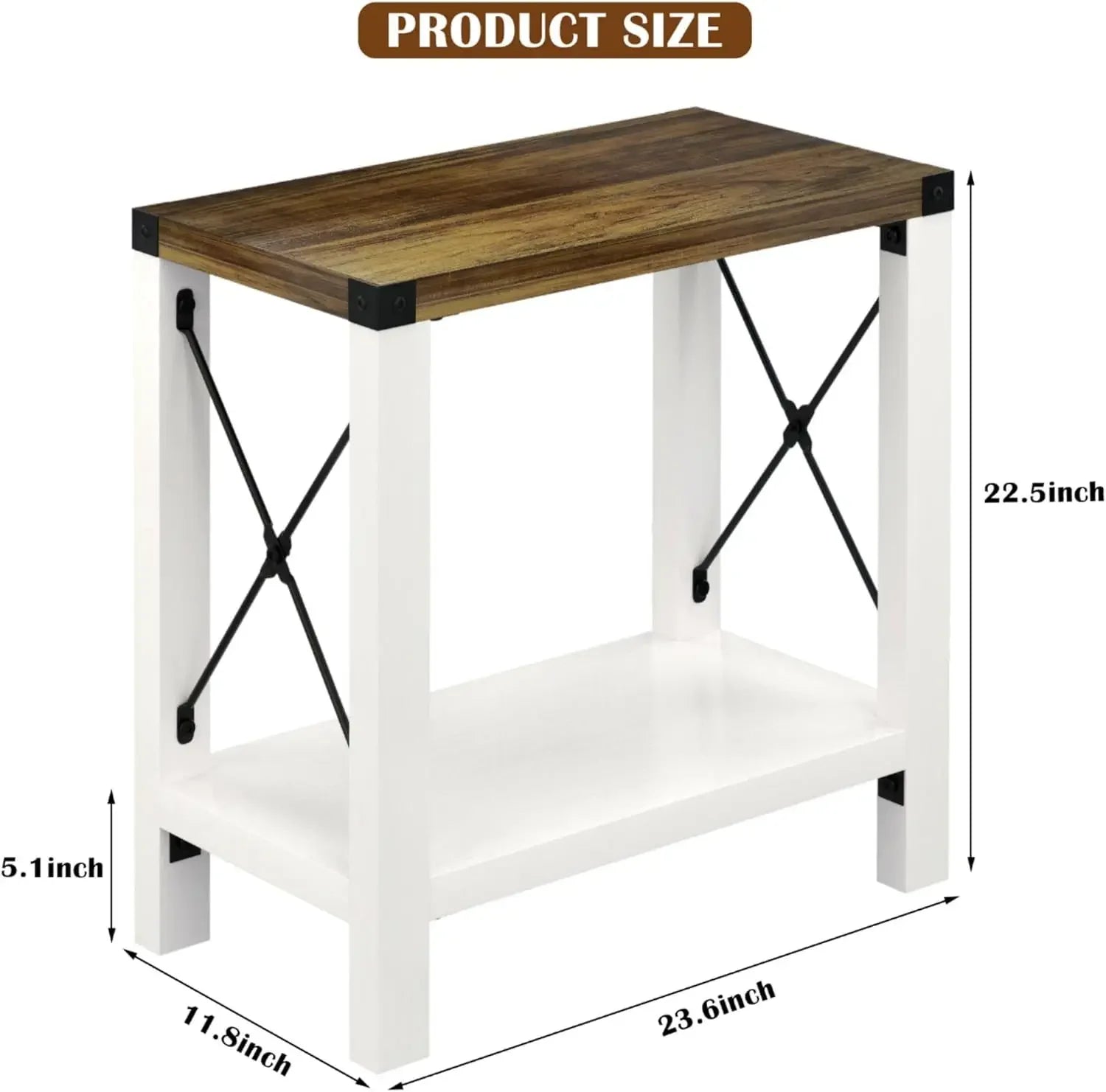 Farmhouse Small Rustic Side End Table (Set Of Two)