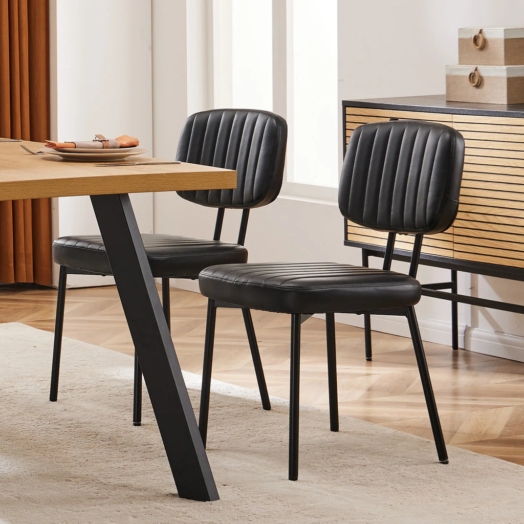 Modern Faux Leather Ergonomic Dining Chairs (Set of 2)