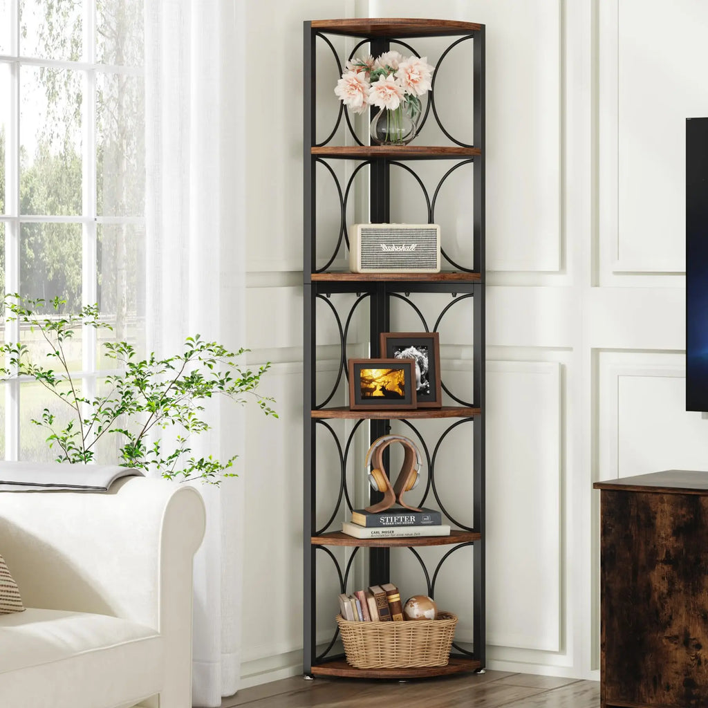 Rustic Corner Bookshelf (67 inch Tall)