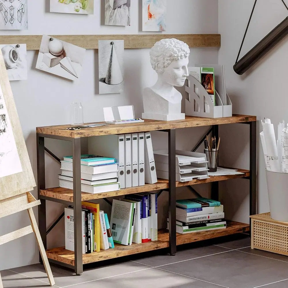 Farmhouse Sofa Table with Storage Shelves
