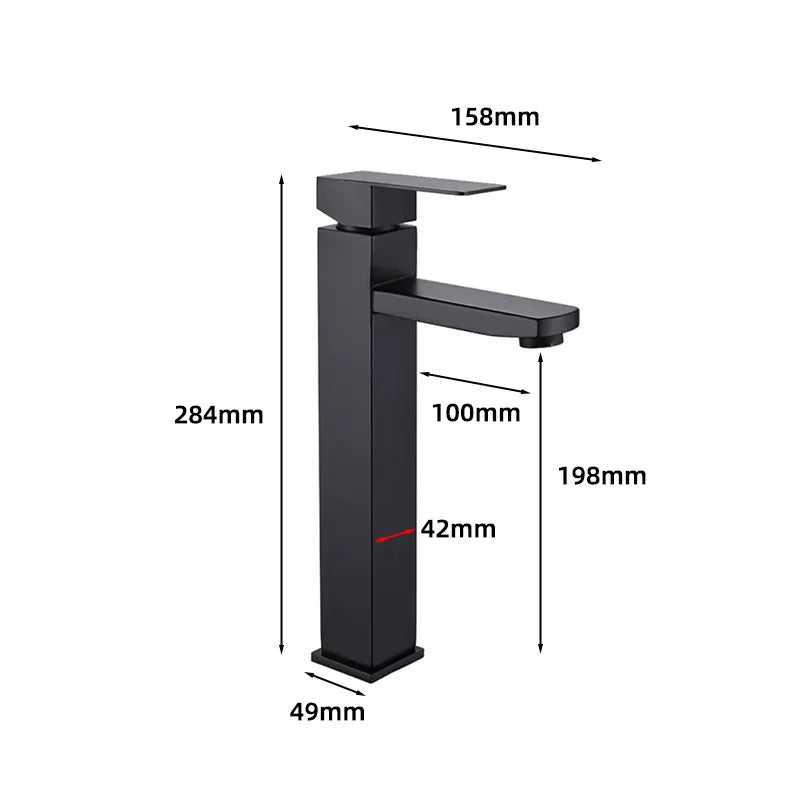 Stainless Steel Square Bathroom Washbasin Faucet