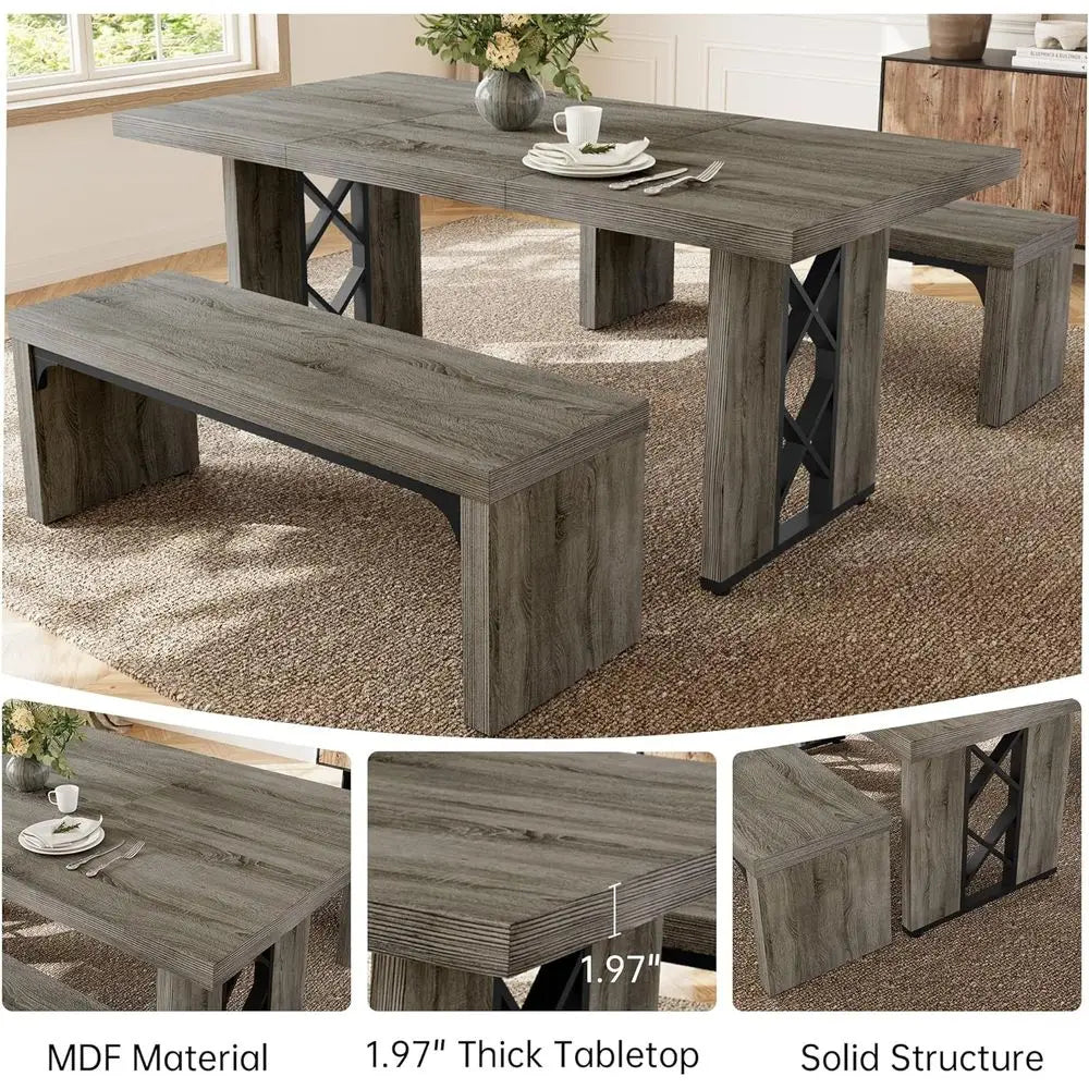 Grey 6-Person Kitchen Nook