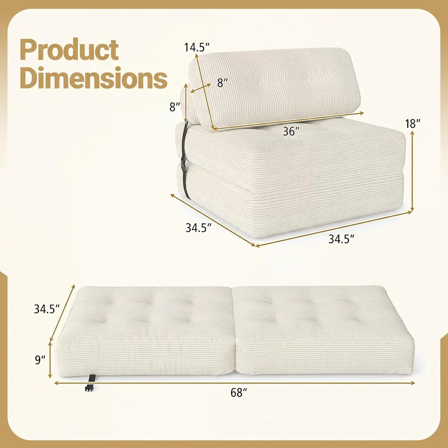 Convertible Folding Sofa Bed with Pillow