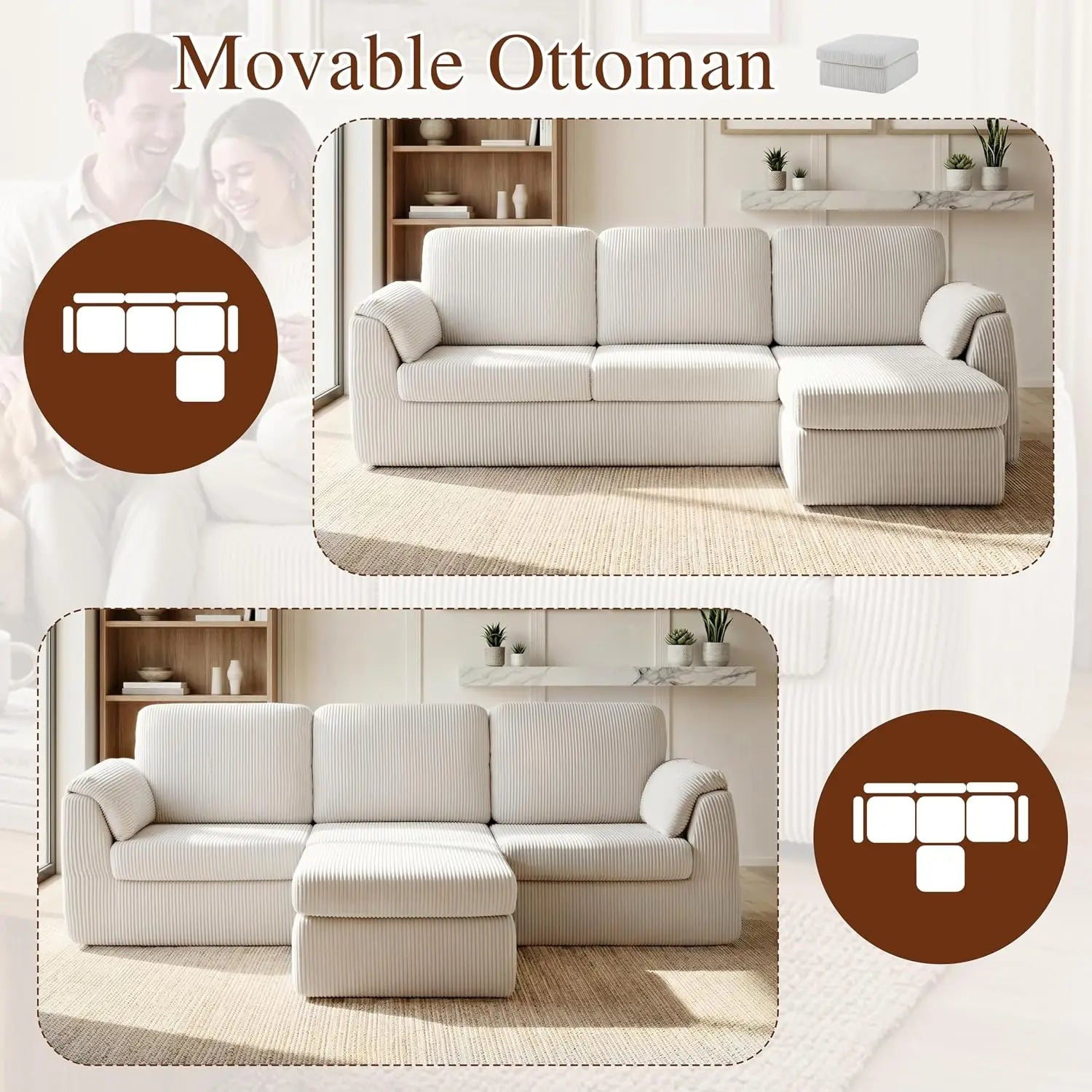 Modern Boneless Sectional Couche