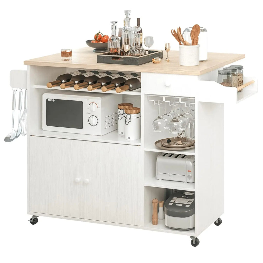 Rolling Kitchen Island Cart with Drop-Leaf