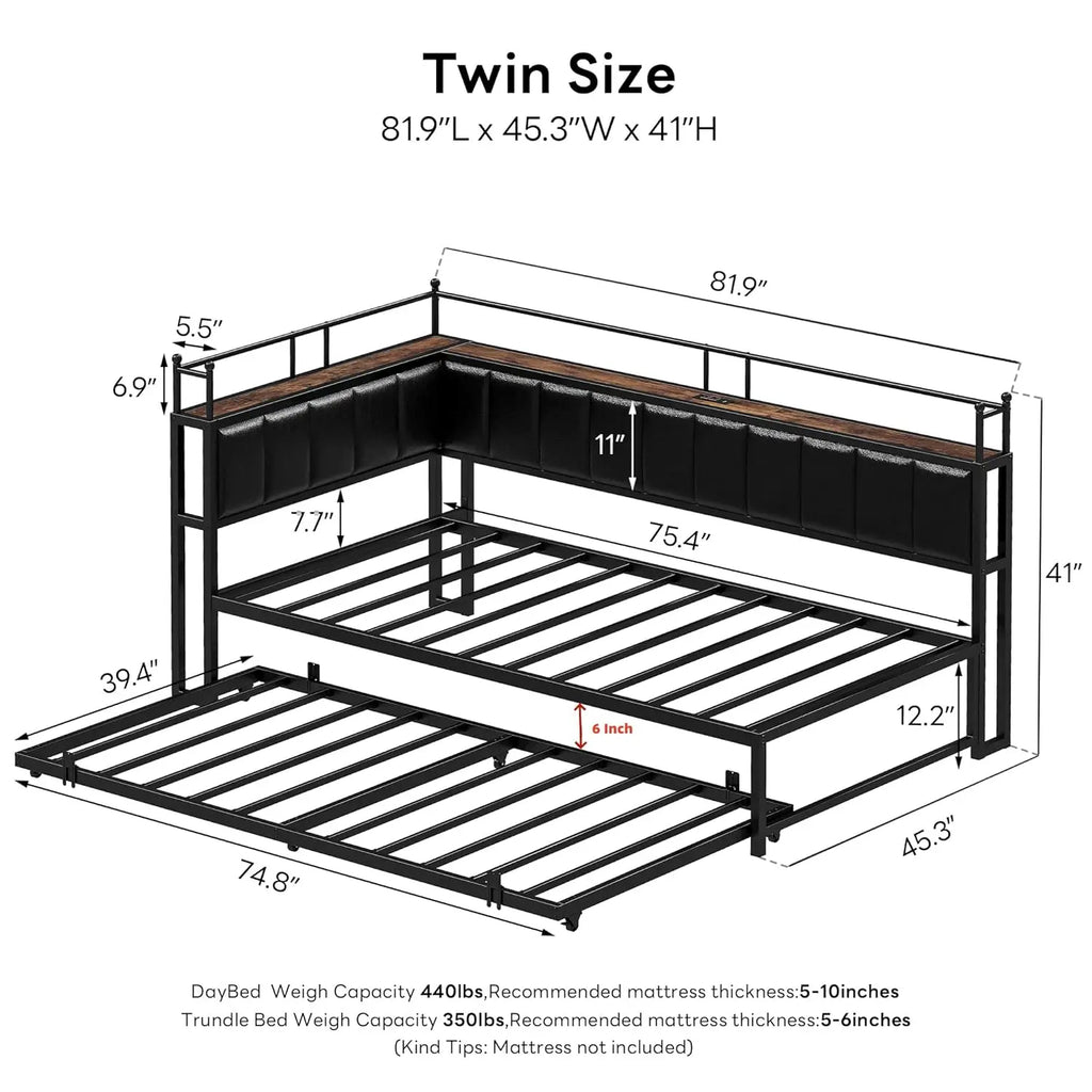 Twin Daybed with Trundle Frame