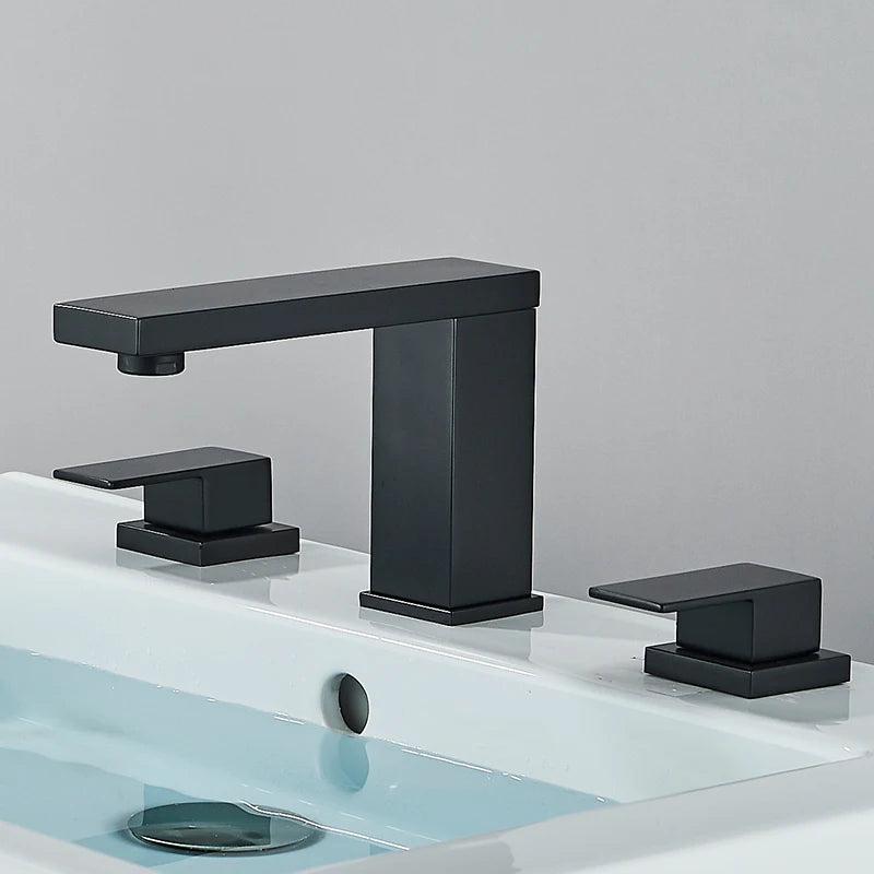 Matte Black Basin Faucet Dual Handle