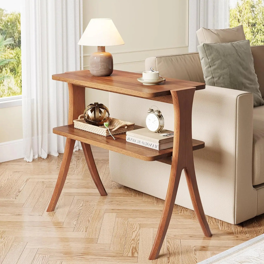 Farmhouse End Table with 2-Tier Storage