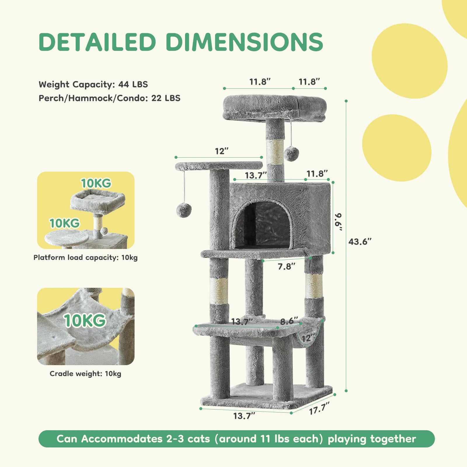 Tall Cat Tree - Multi-Cat Climbing Tower