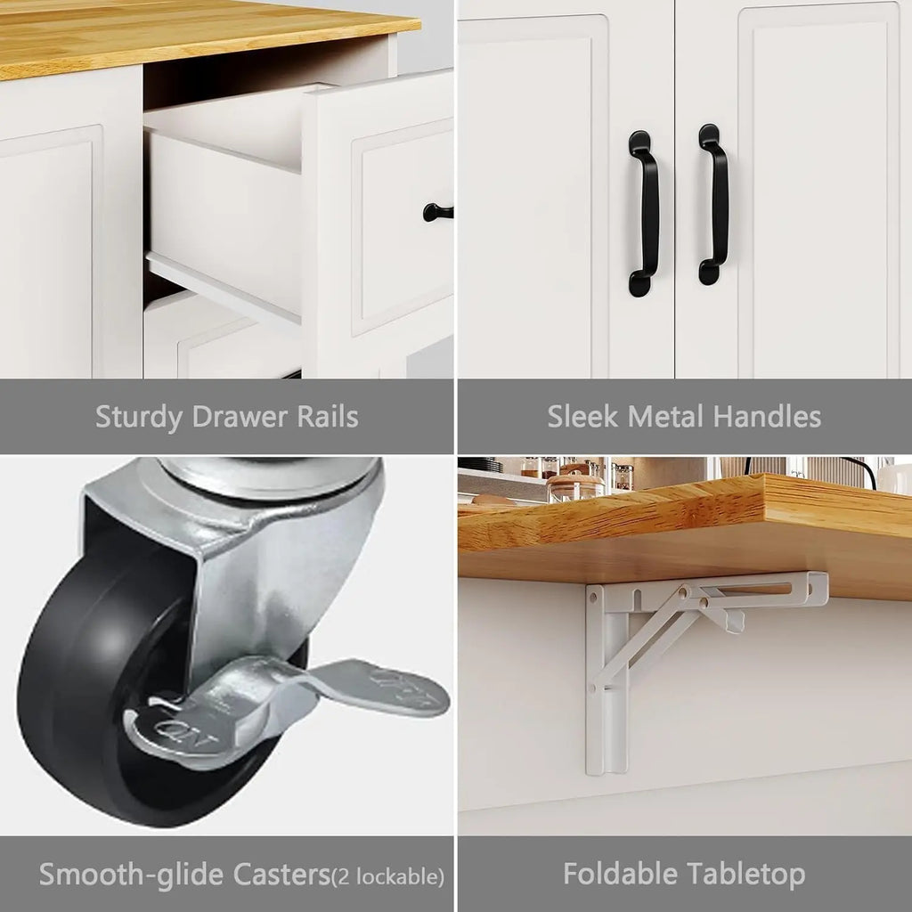 Rolling Kitchen Island with Storage