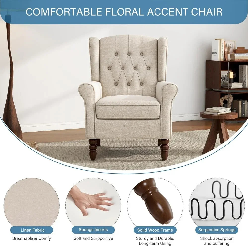 Upholstered High Back Accent Chair