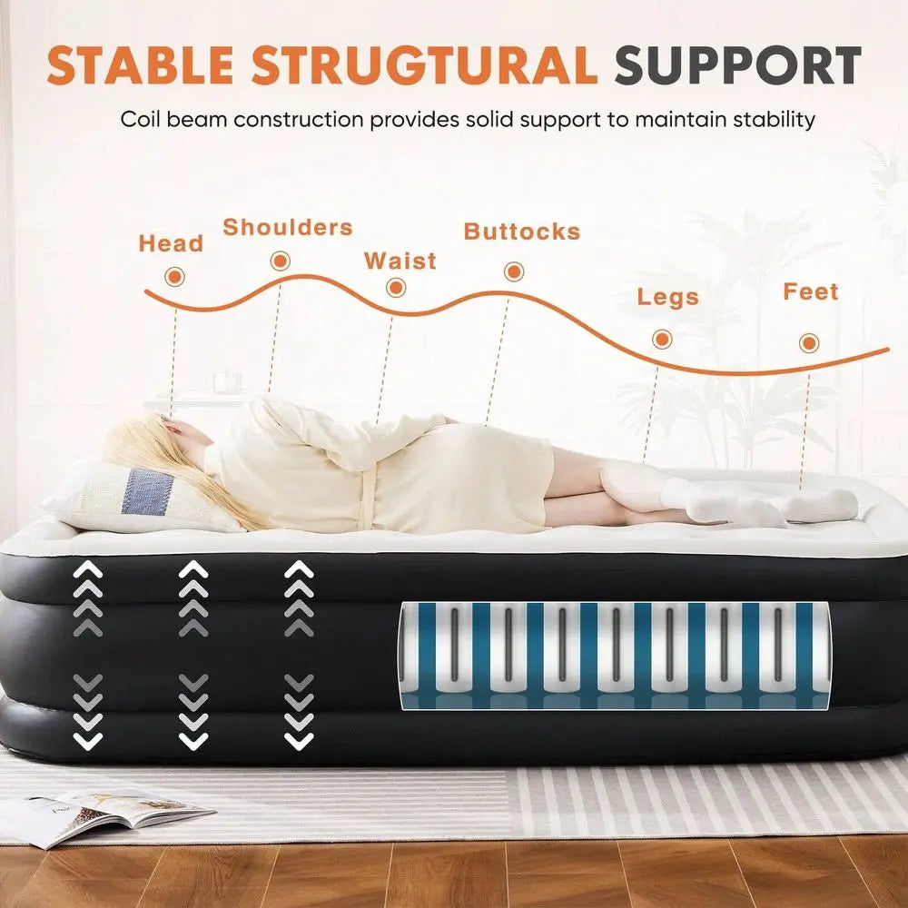 Inflatable Air Mattress With Built In High Capacity Pump