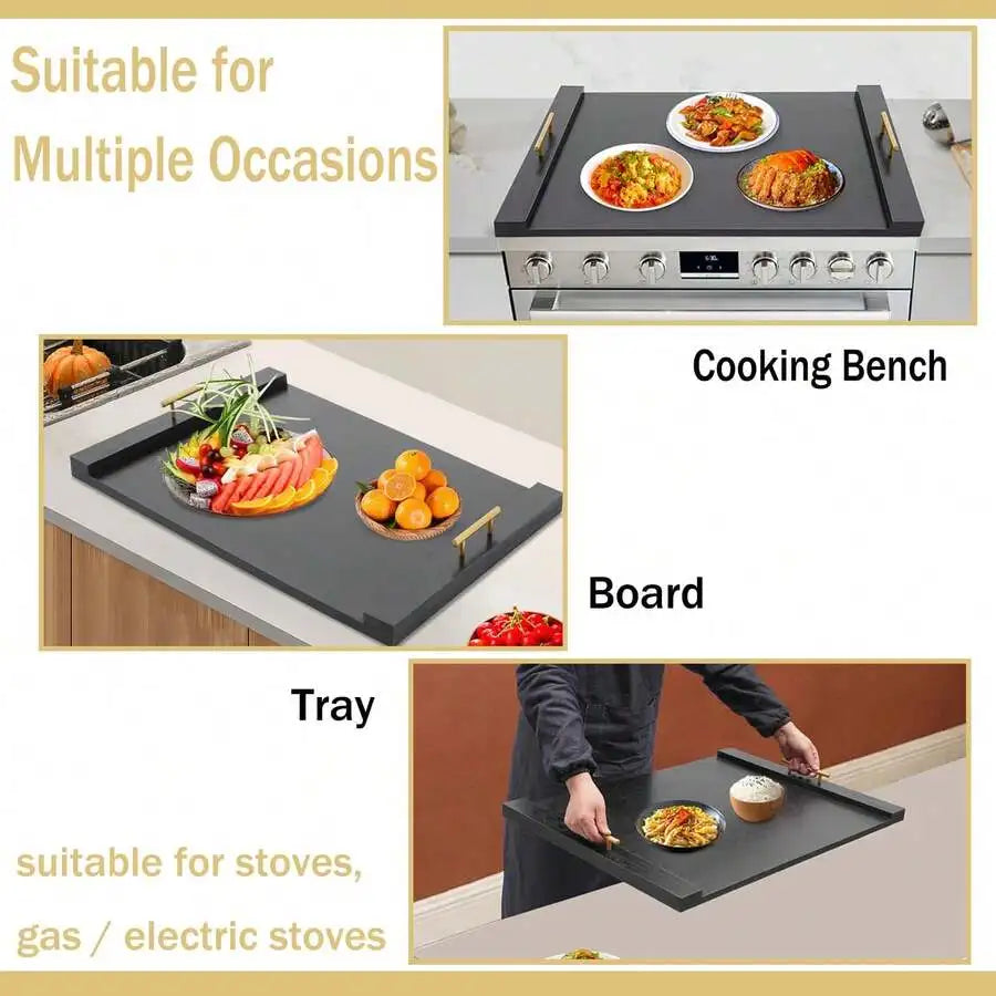 Noodle Board Wood Stove Cover With Handles