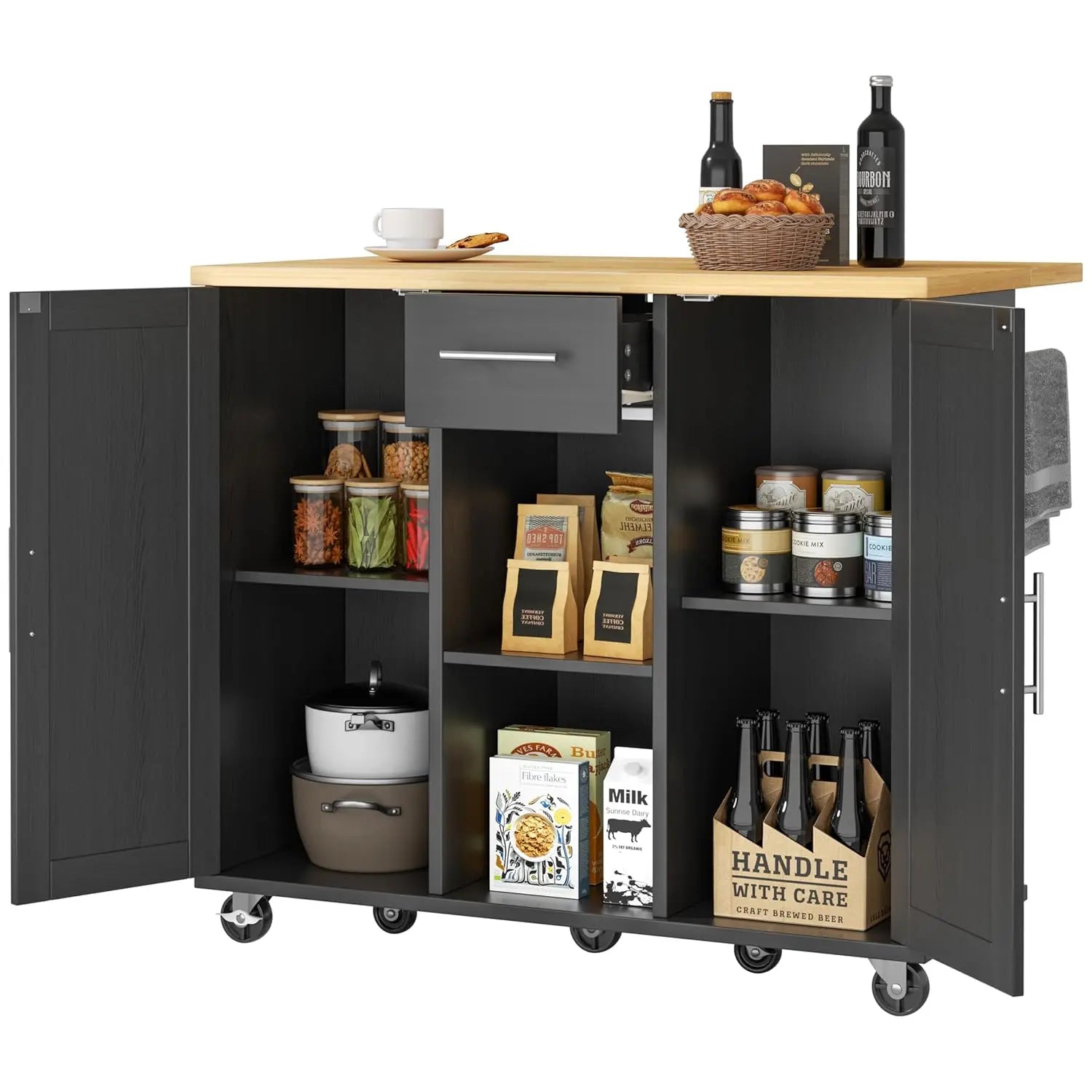 Kitchen Island with Storage on Wheels