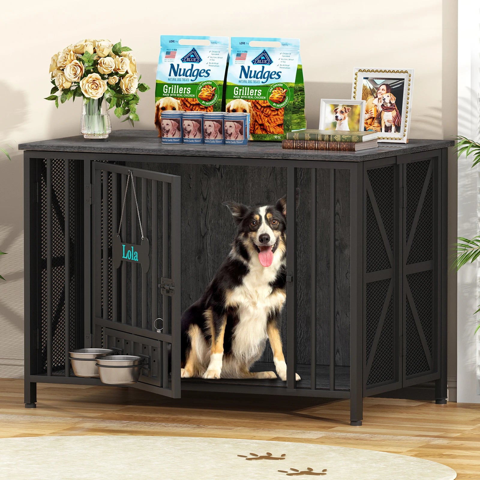 Foldable Large Dog Crate Furniture, 31"/41.3"