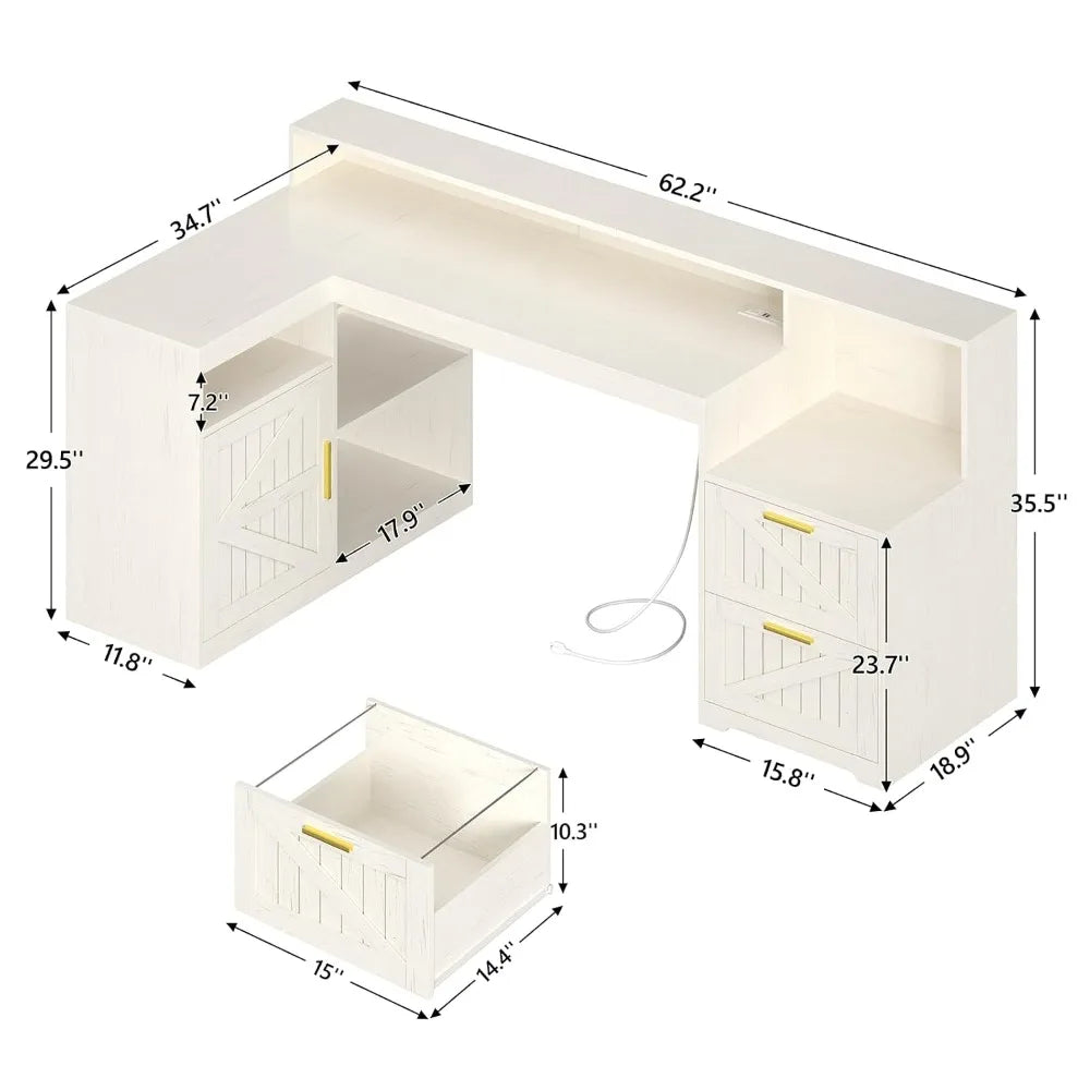 Farmhouse L Shaped Home Office Desk