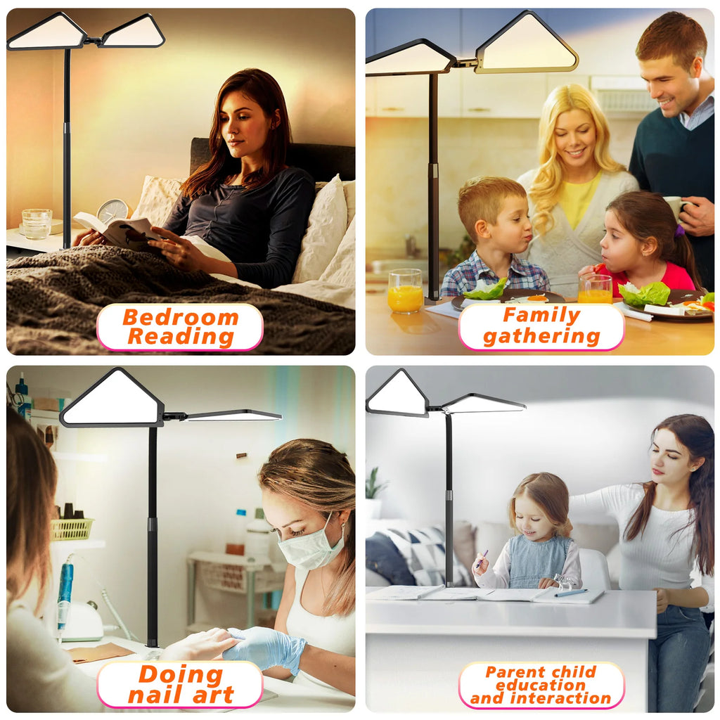 Ultra Large Gooseneck Clamp Desk Lamp Dual Flexible Arm LED Reading Light