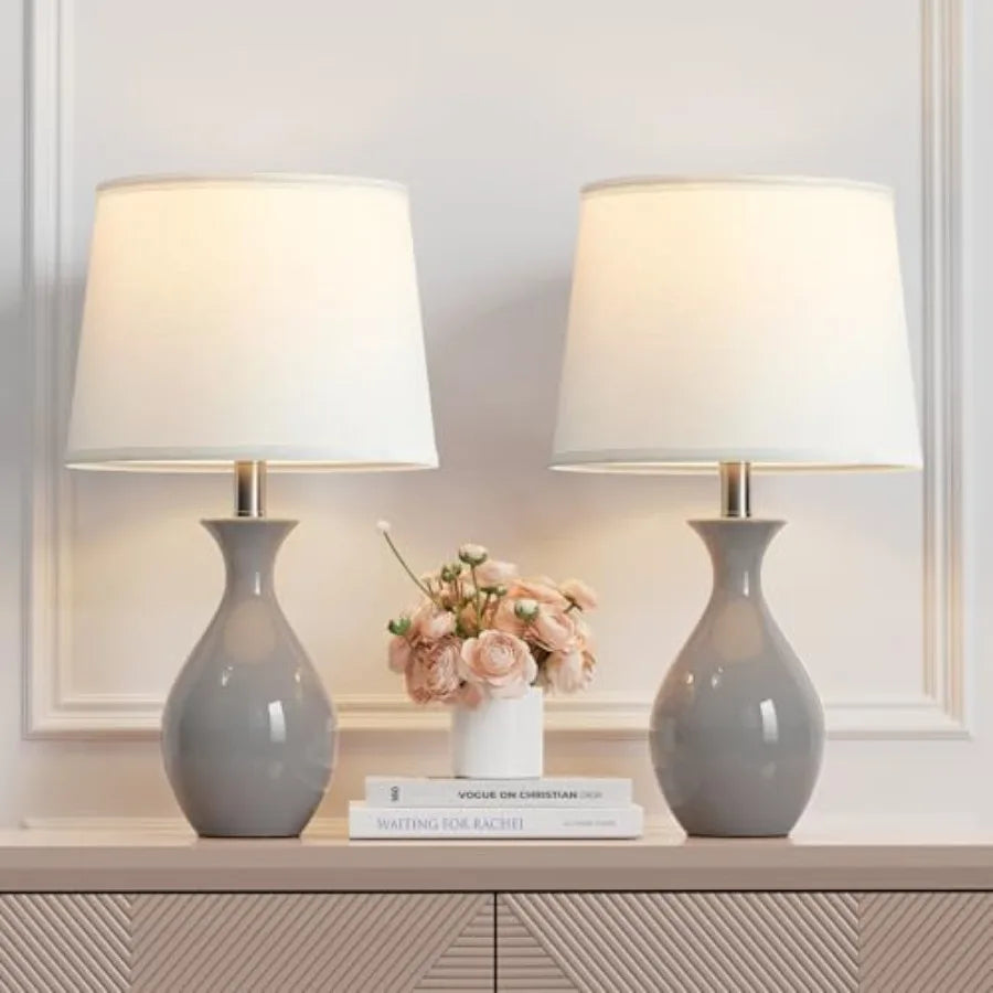 Modern Ceramic Bedside Lamps Set of 2
