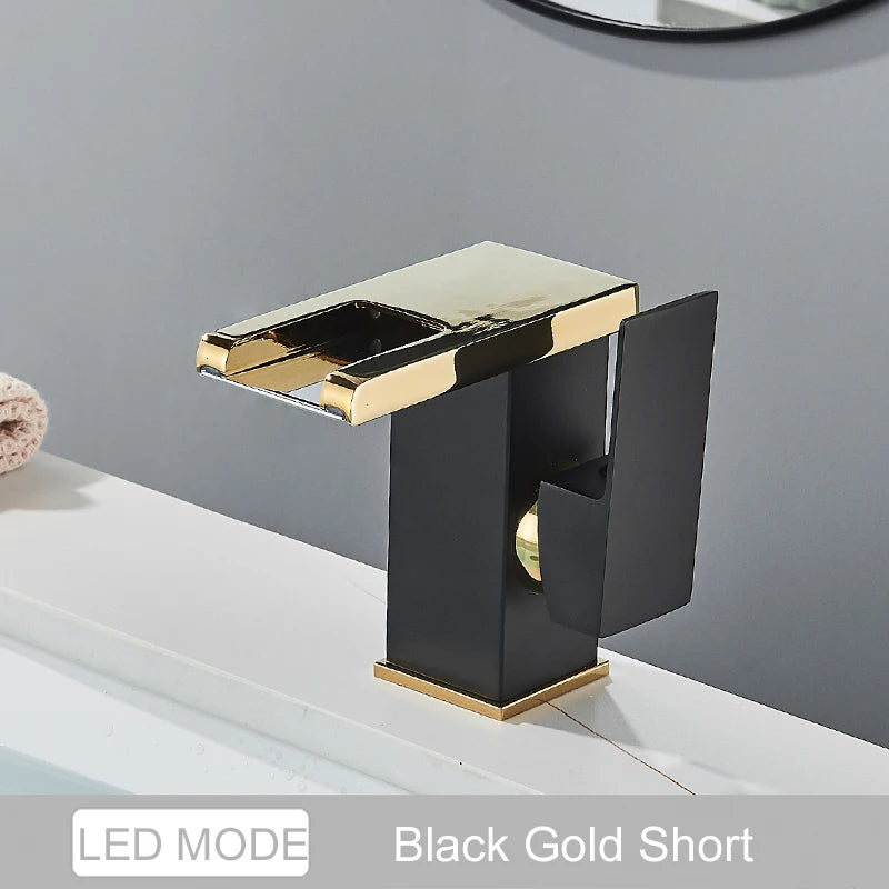 LED Color Changing Waterfall Sink Faucet