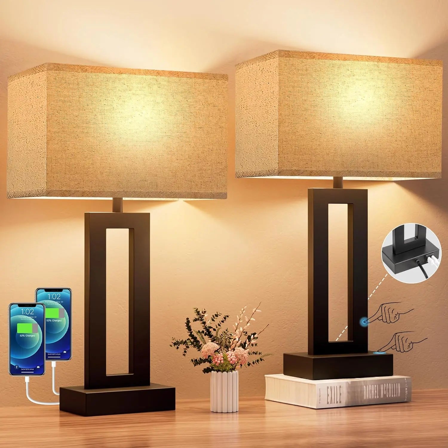 3 Way Dimmable Touch Control Bedroom Lamps