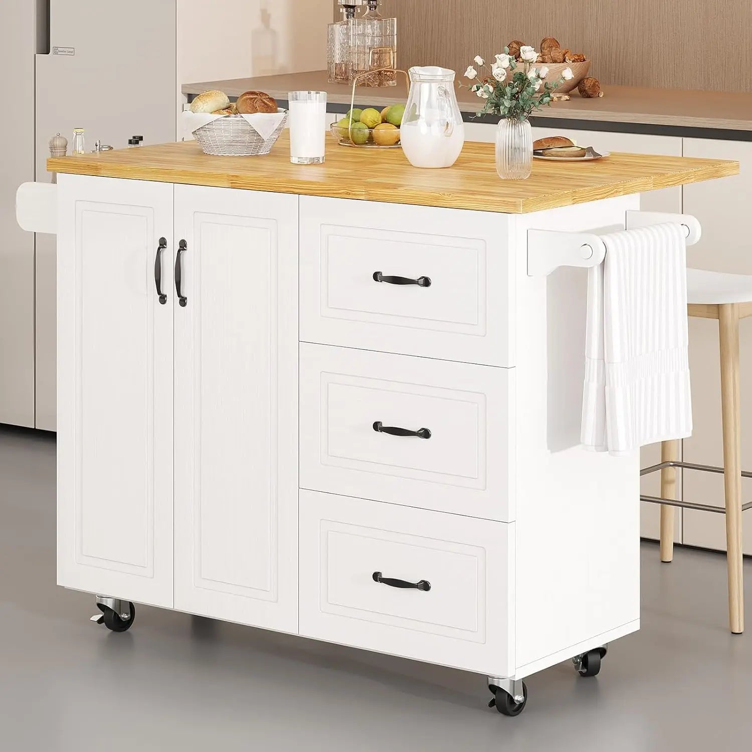 Rolling Kitchen Island with Storage