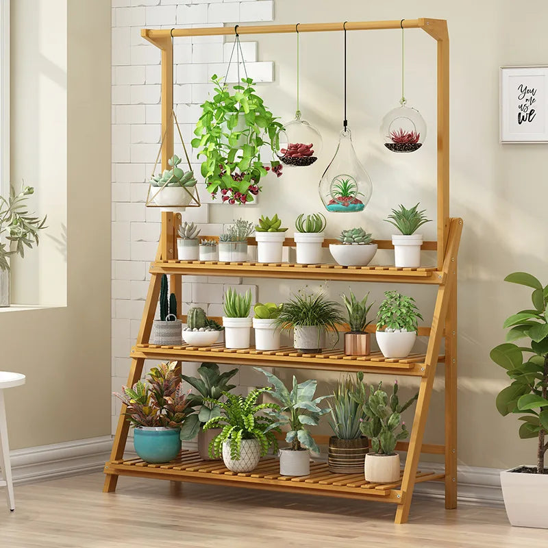 Bamboo Folding Plant Stand