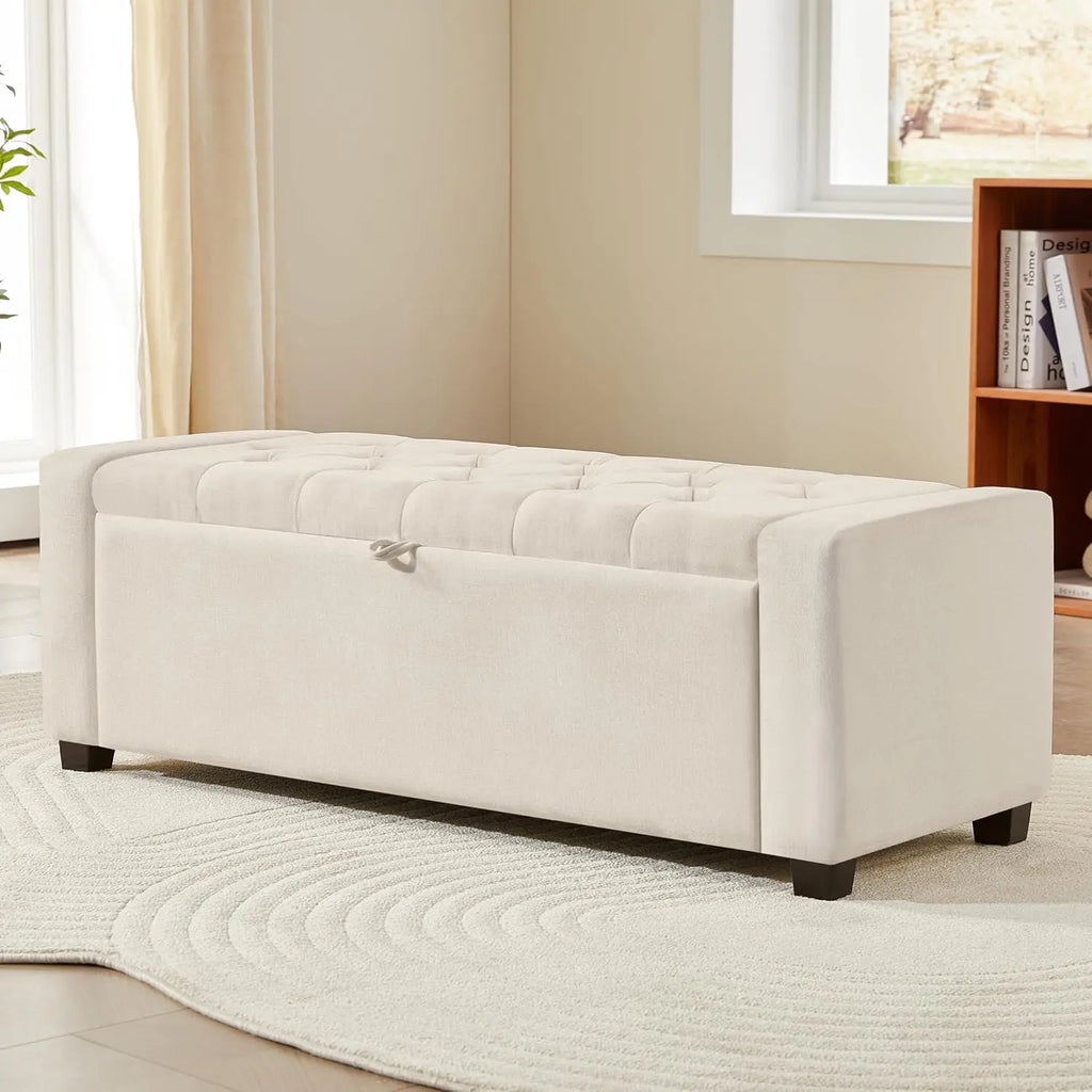 Ottoman Bench with Tufted Lid